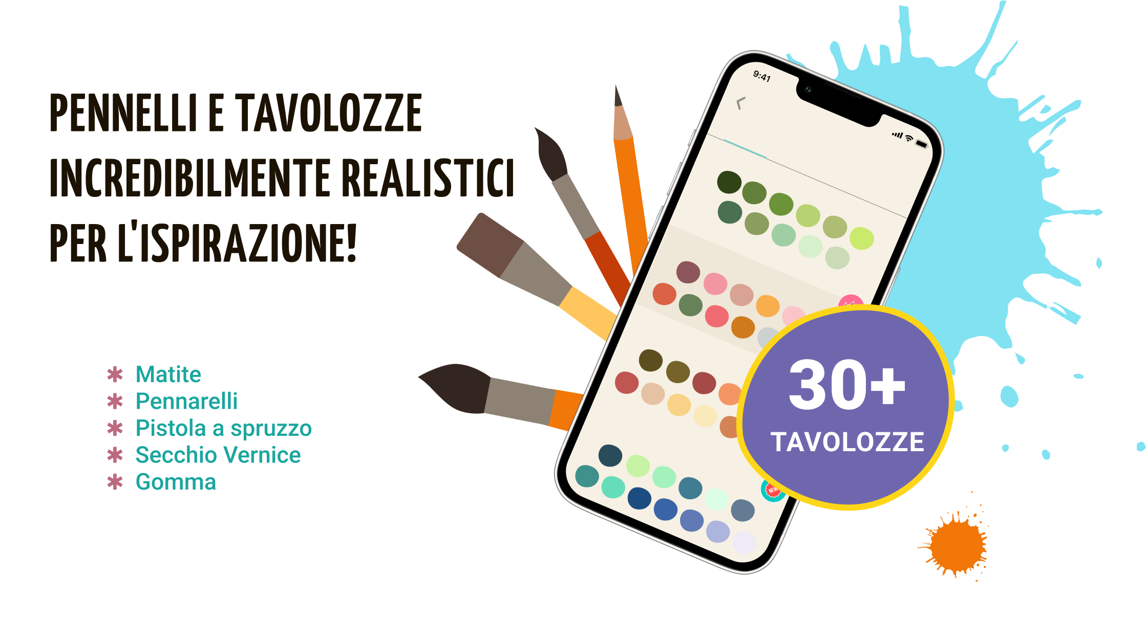 Gioco da colorare con pennelli realistici