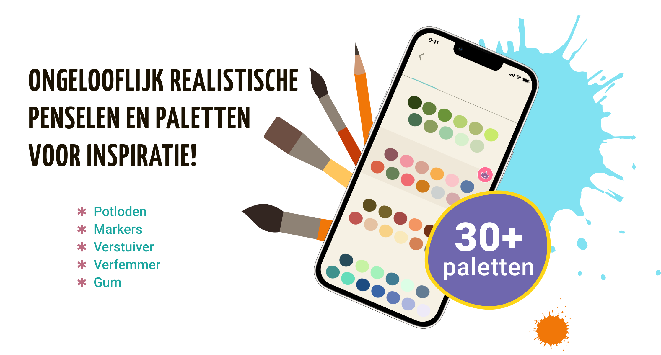 Kleurspel met realistische penselen