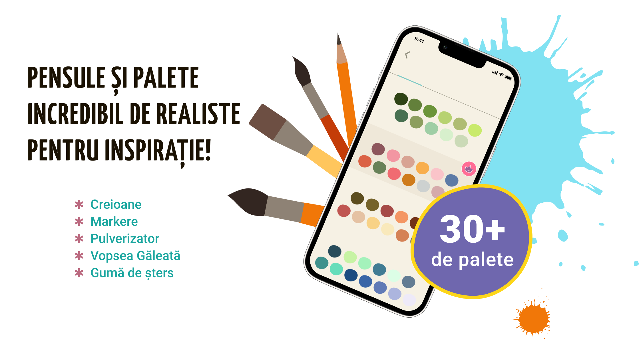 Joc de colorat cu pensule realiste