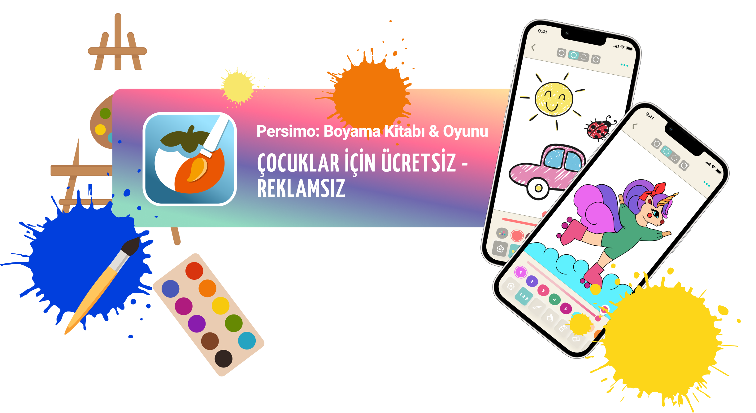 Reklamsız çocuklar için boyama oyunu