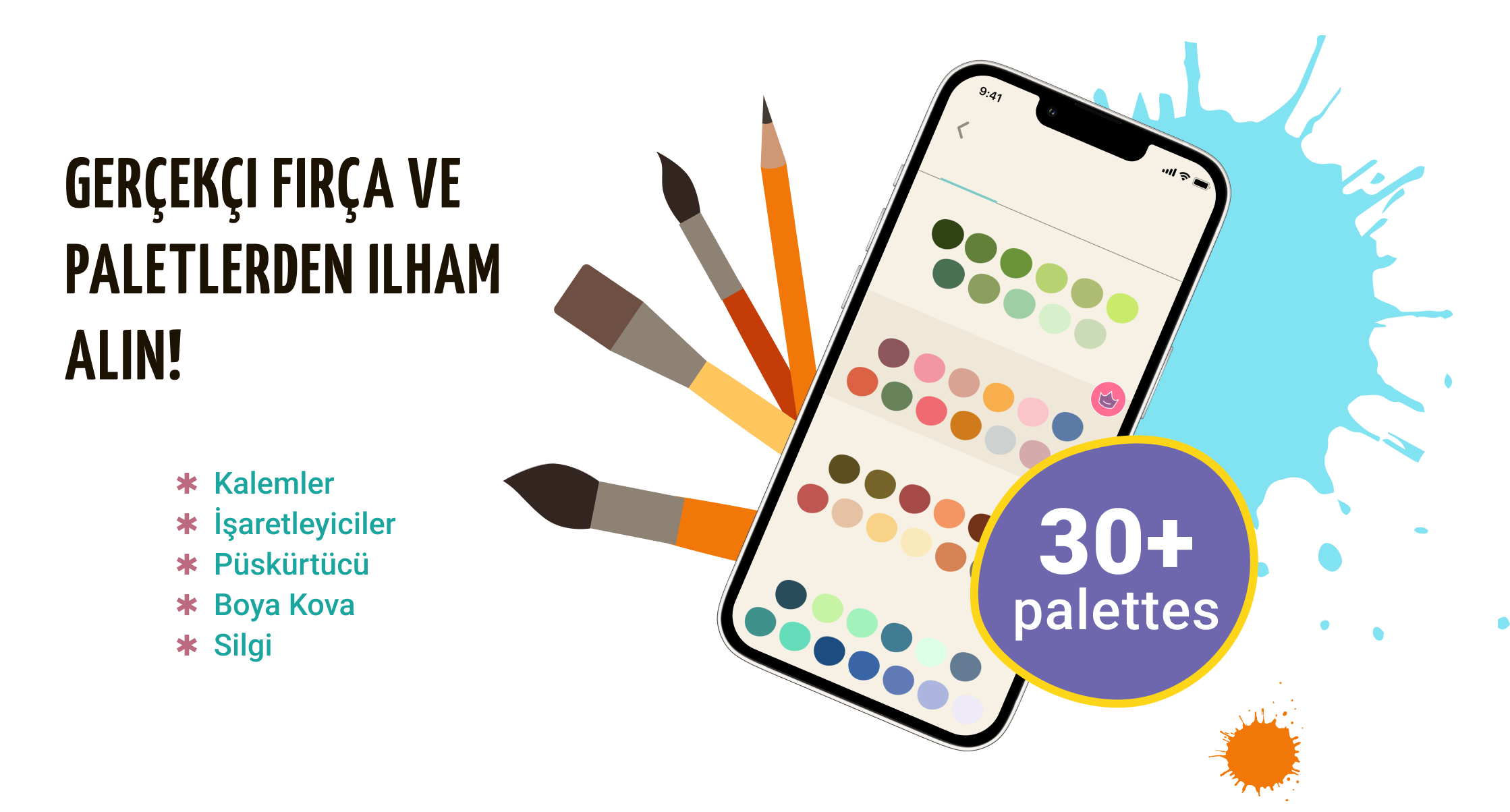 Gerçekçi fırçalarla boyama oyunu