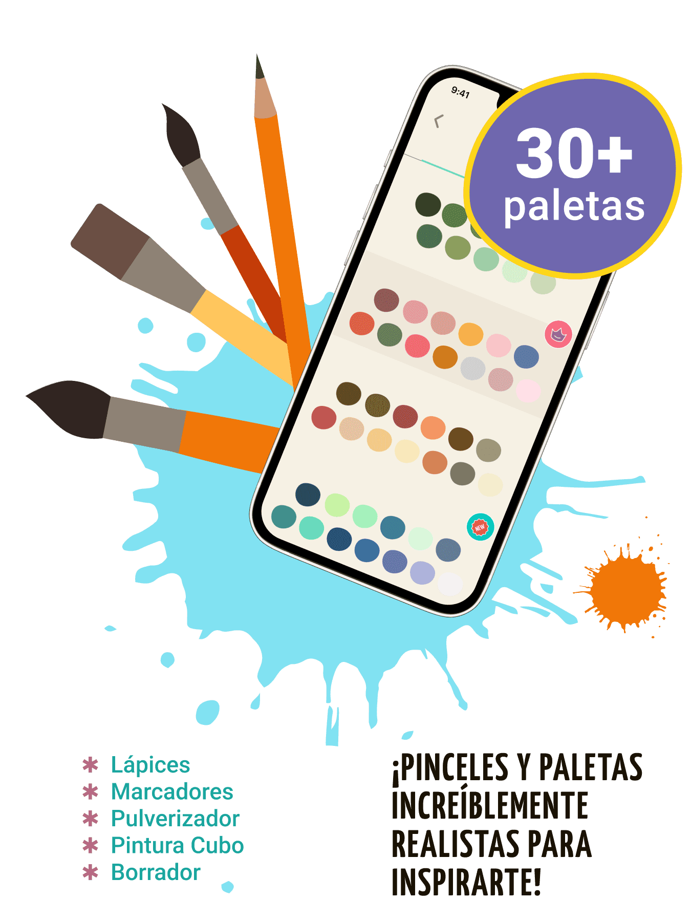 Juego de colorear para niños y dibujar con pinceles