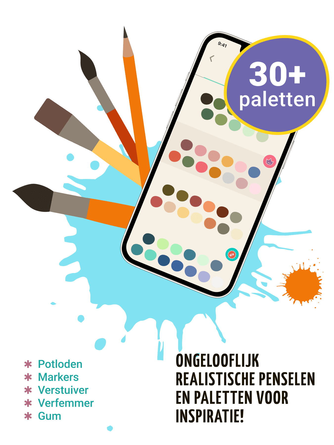 Kleurspel voor kinderen en tekenen met penselen