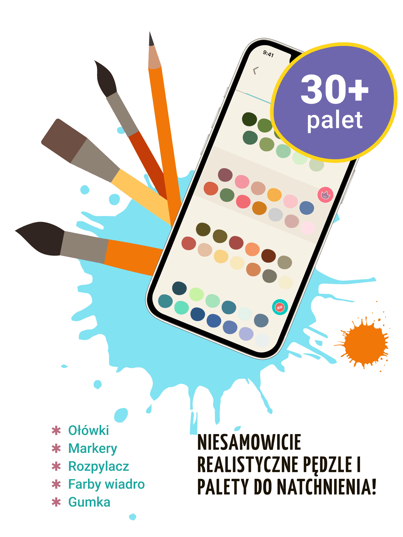 Kolorowanka dla dzieci i rysowanie szczotkami