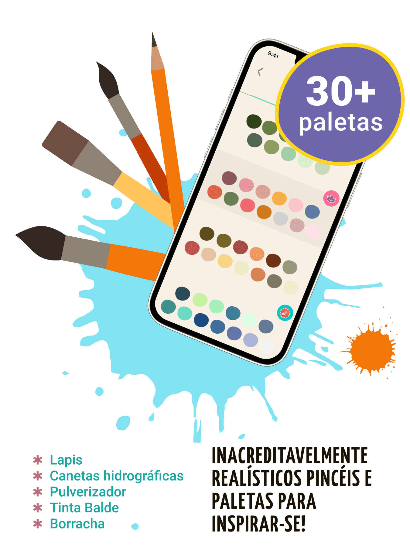 Jogo de colorir para crianças e desenhar com pincéis