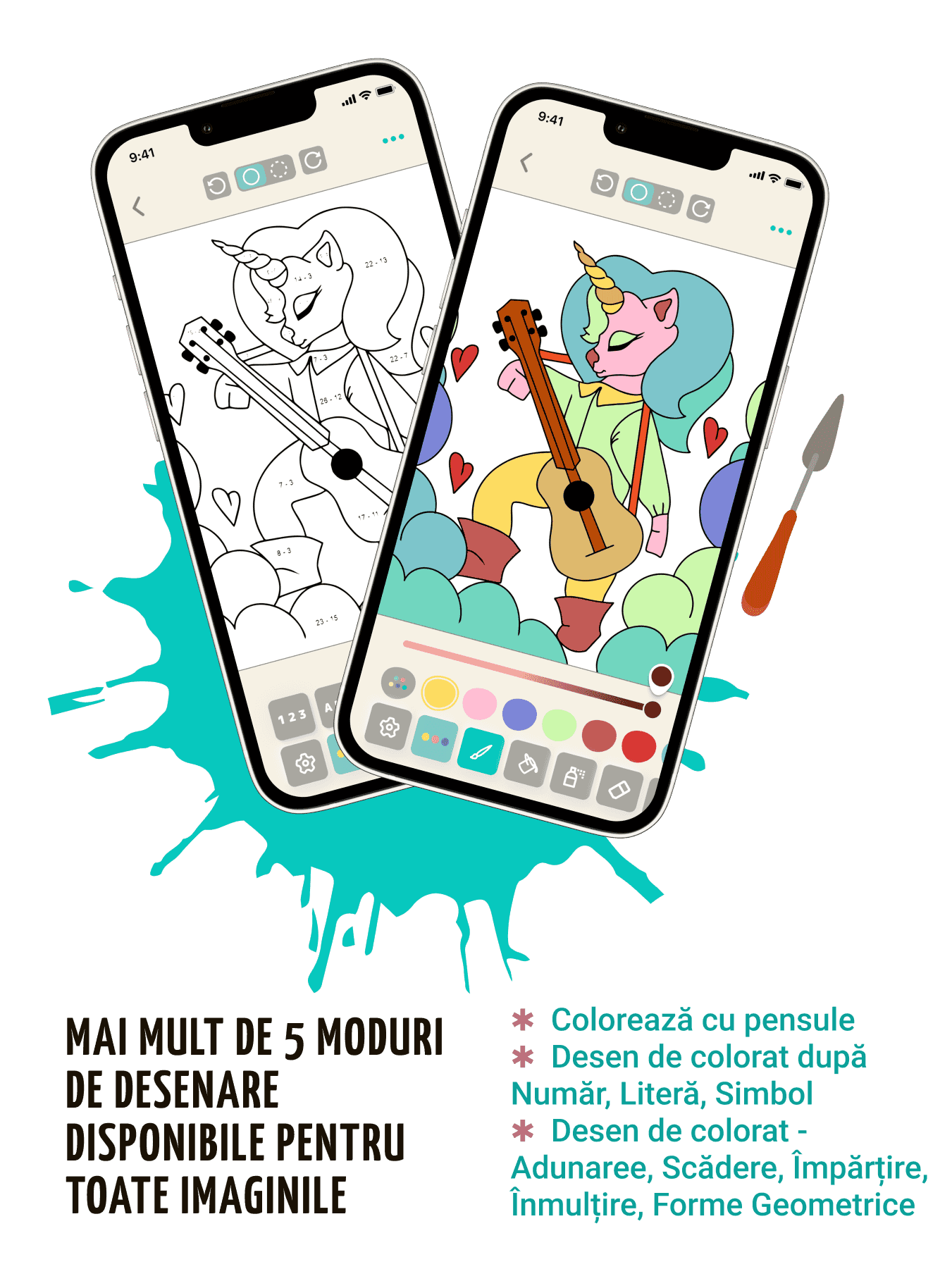 Joc de numere și carte de colorat matematică