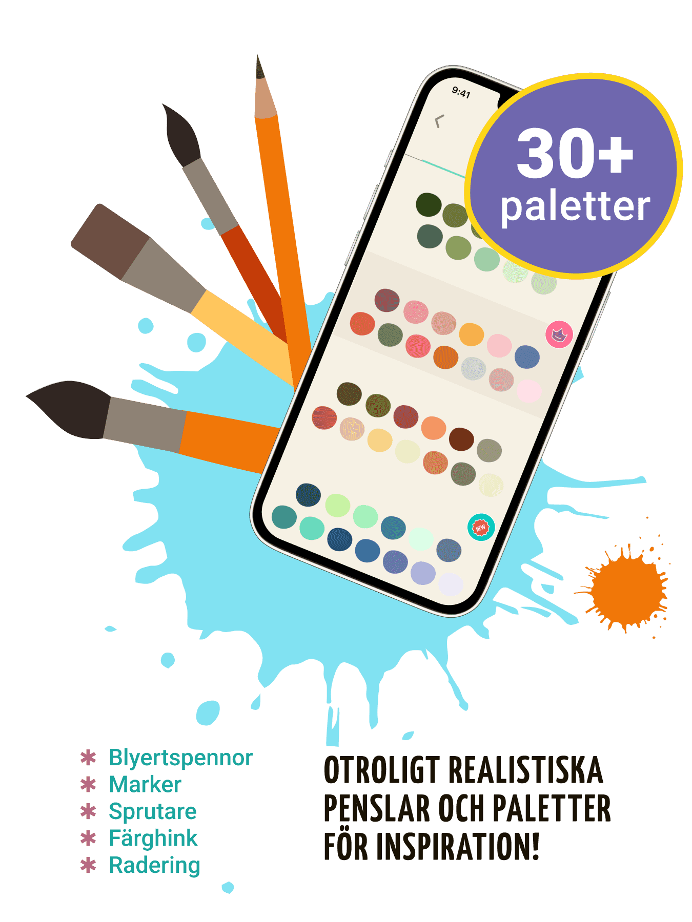 Målarspel för barn och rita med penslar