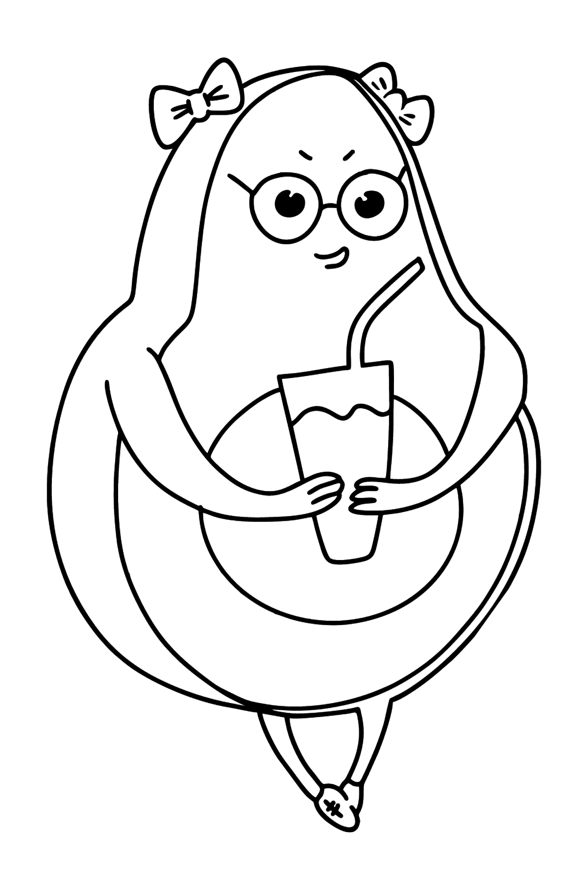 Avocado with Delicious Drink coloring page - Coloring Pages for Kids