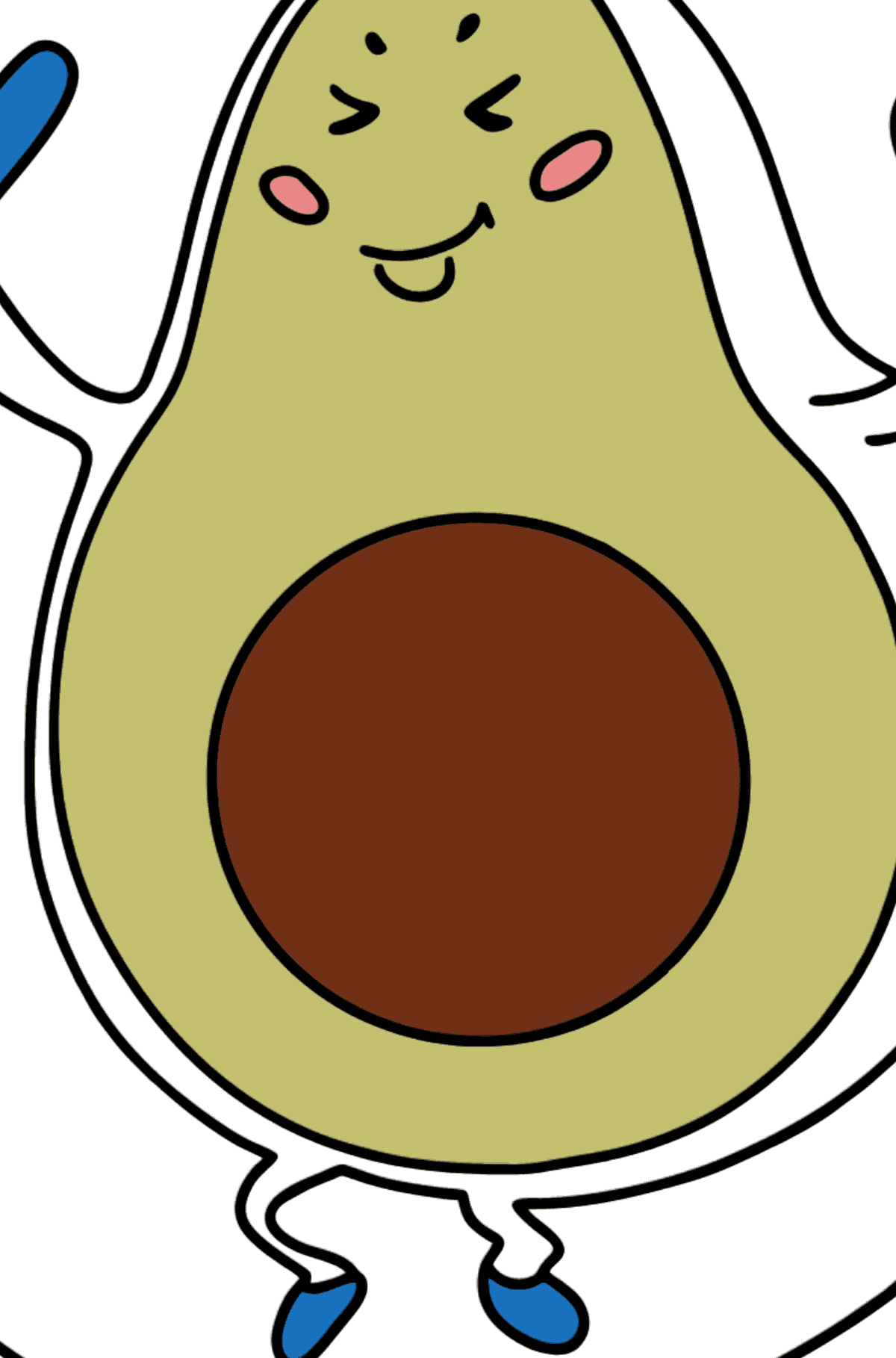 Ausmalbild Avocado-Turnerin - Ausmalen nach Buchstaben für Kinder