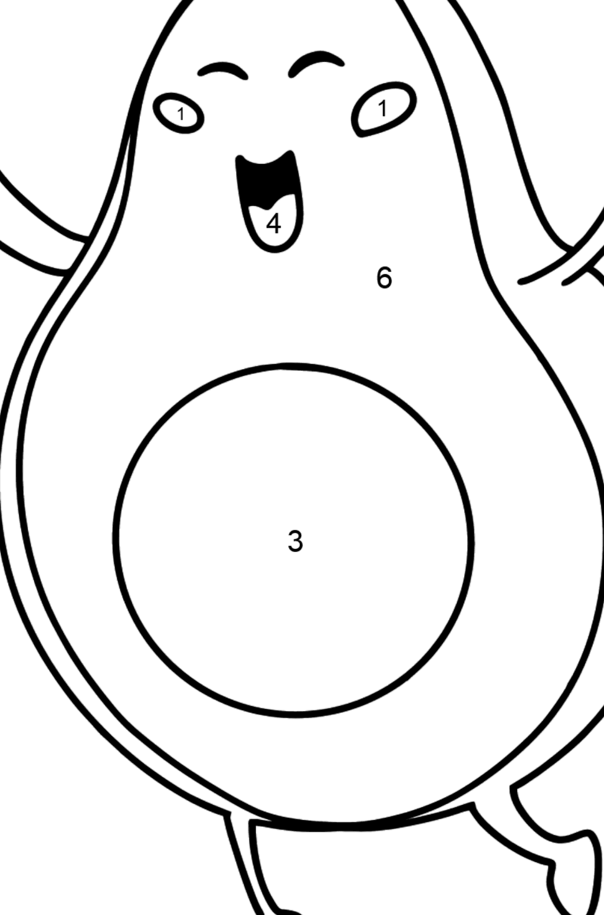 Avocado Hug coloring page - Coloring by Numbers for Kids