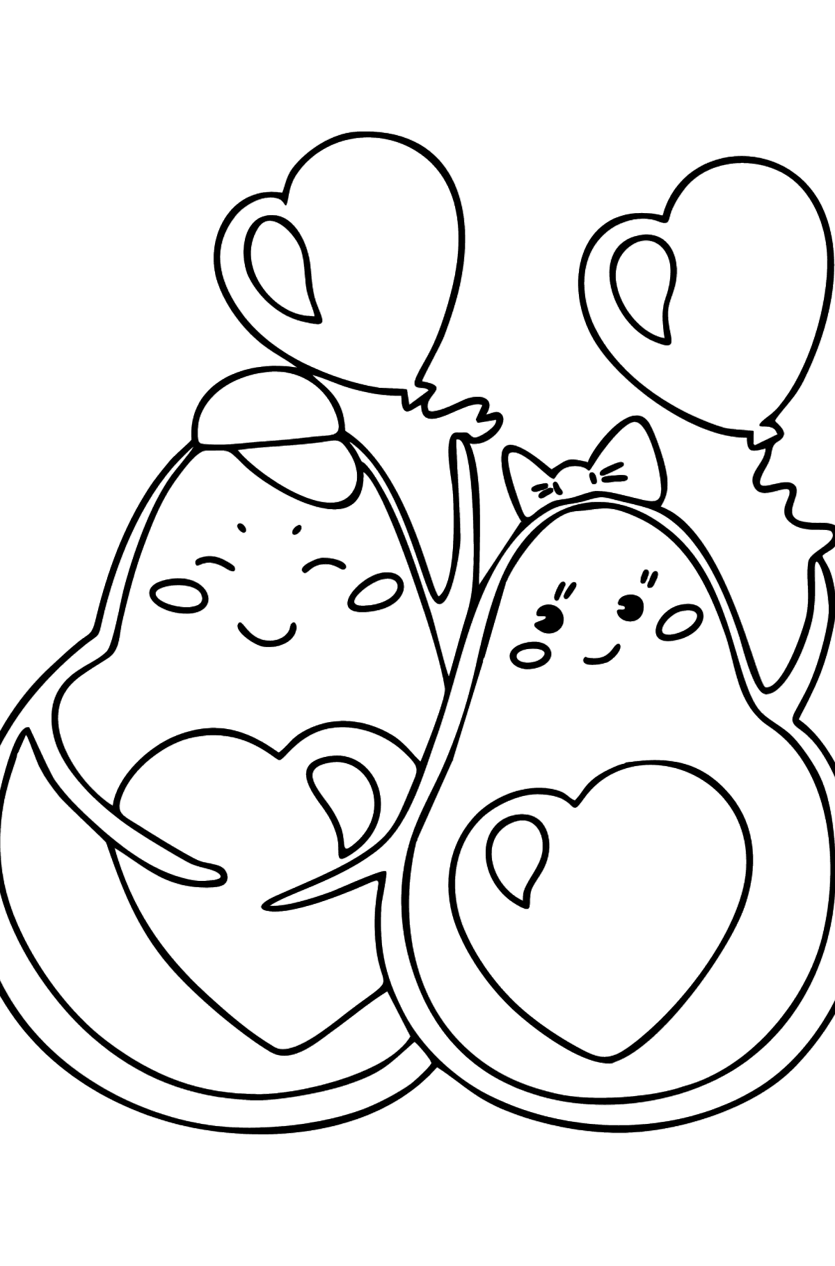 Desenho para colorir de Avocado in Love - Imagens para Colorir para Crianças