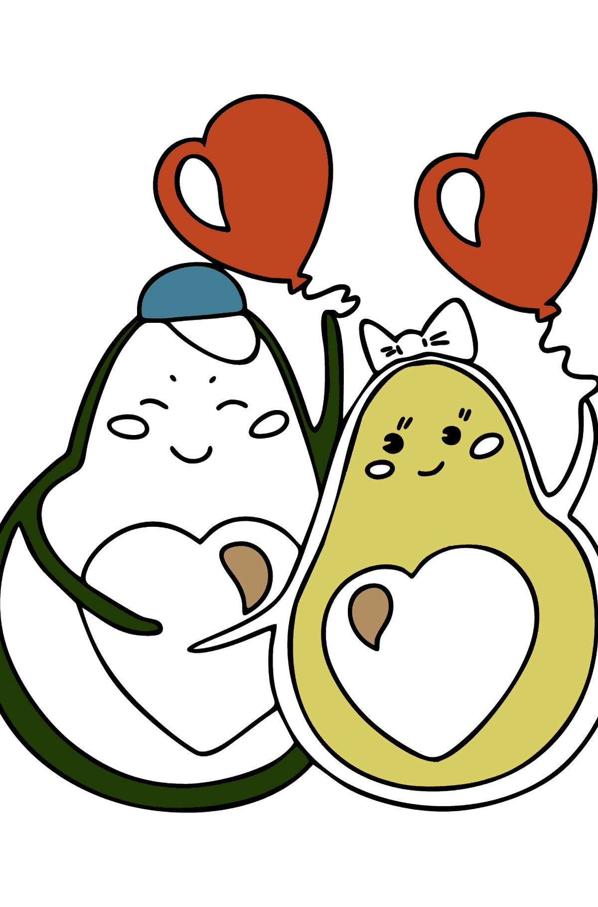 Desenho para colorir de Avocado in Love - Imagens para Colorir para Crianças
