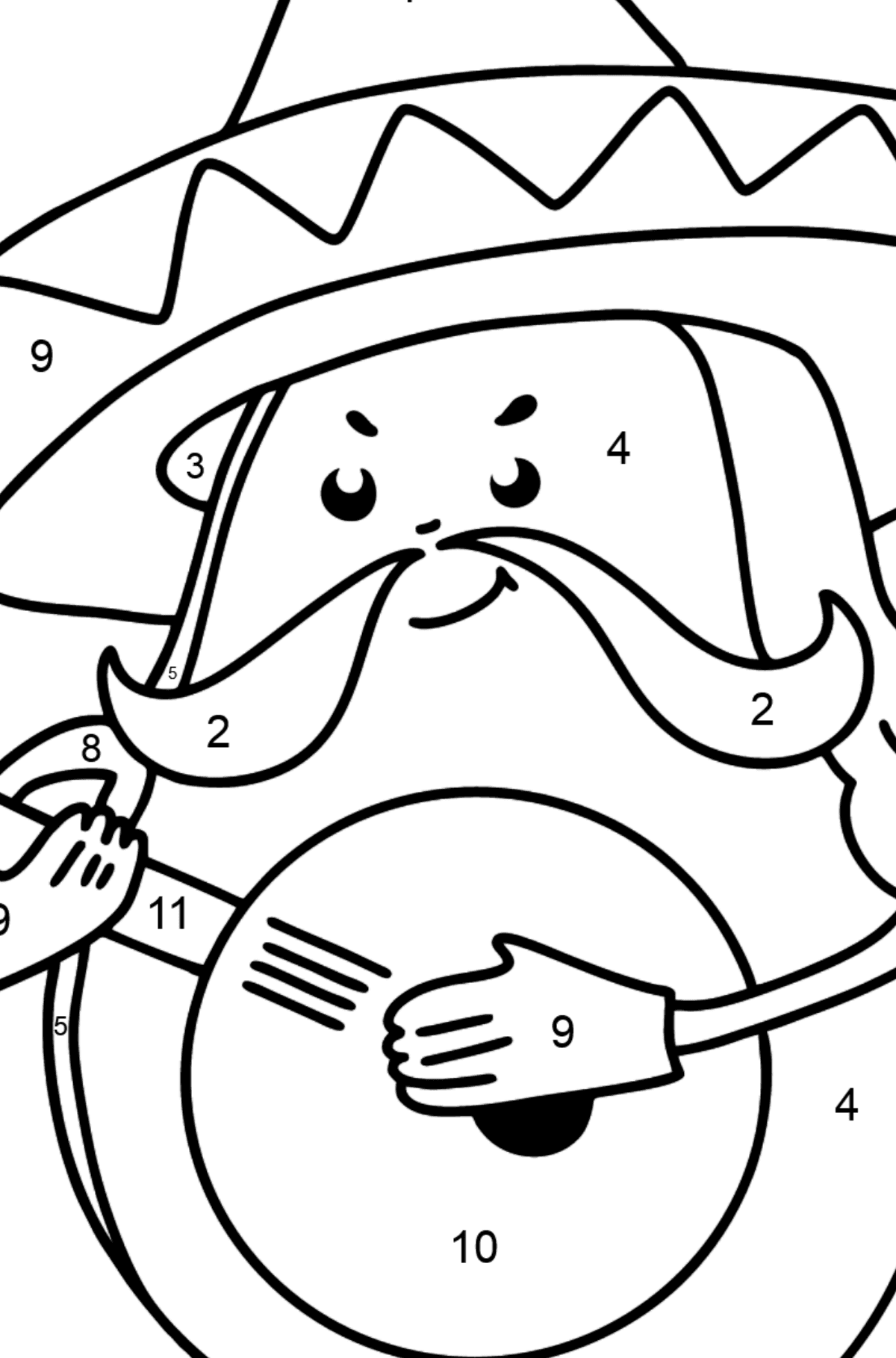 Kreslené avokádo omalovánka - Omalovánka podle Čísel pro děti