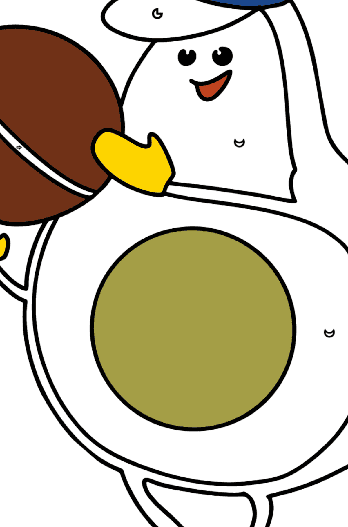 Ausmalbild Avocado spielt Fußball - Ausmalen nach Symbolen für Kinder