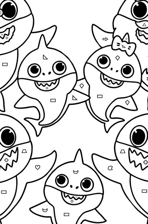 Baby shark Big family coloring page ♥ Online and Print for Free!