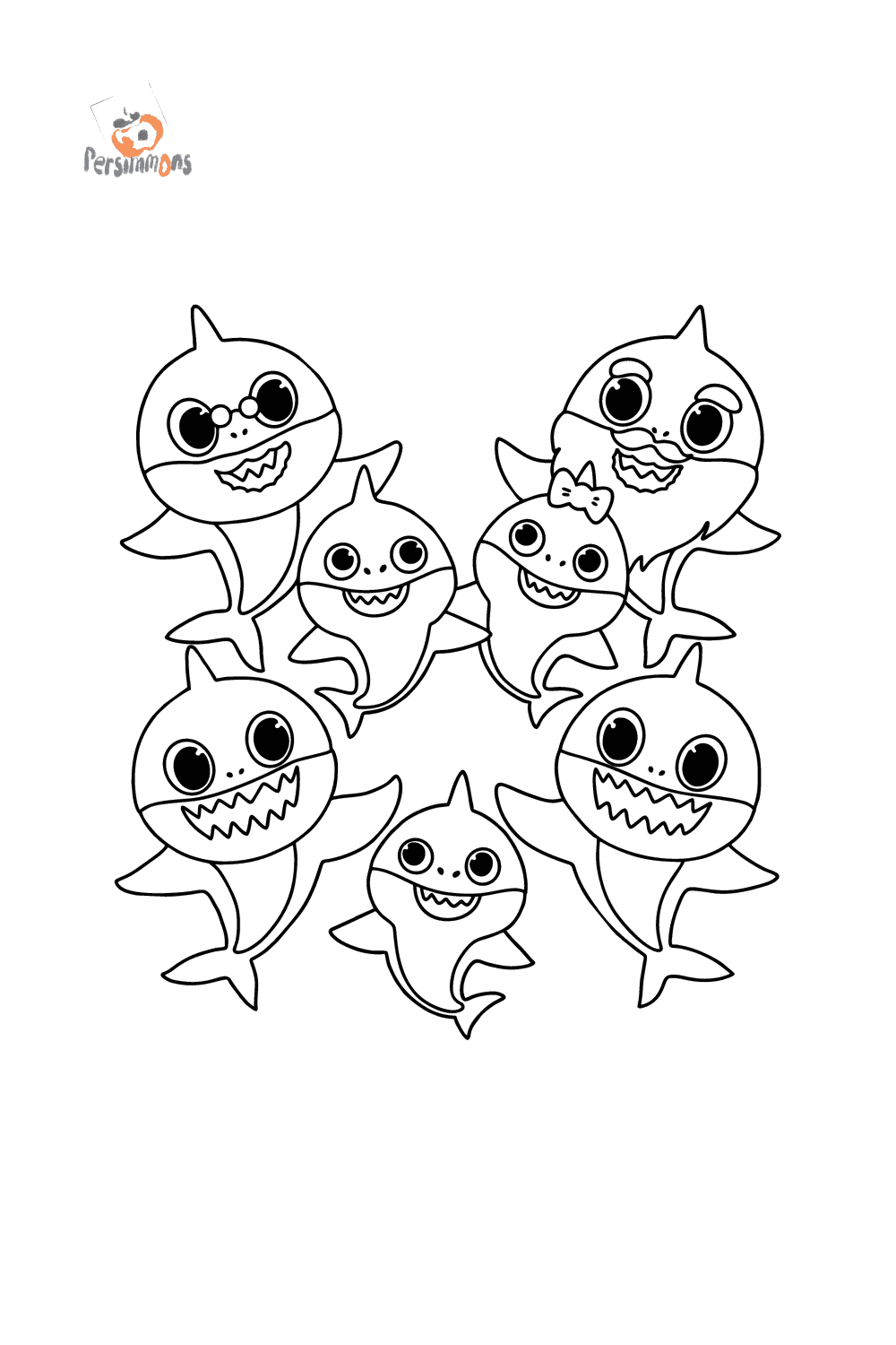 Baby Shark Free Coloring Page For - Big Family Babyshark Coloring Page Portrait 