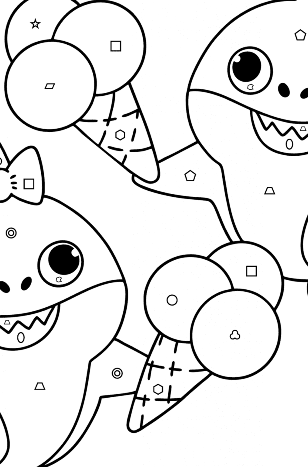 Brother and sister Baby shark coloring page ♥ Online and Print for Free!