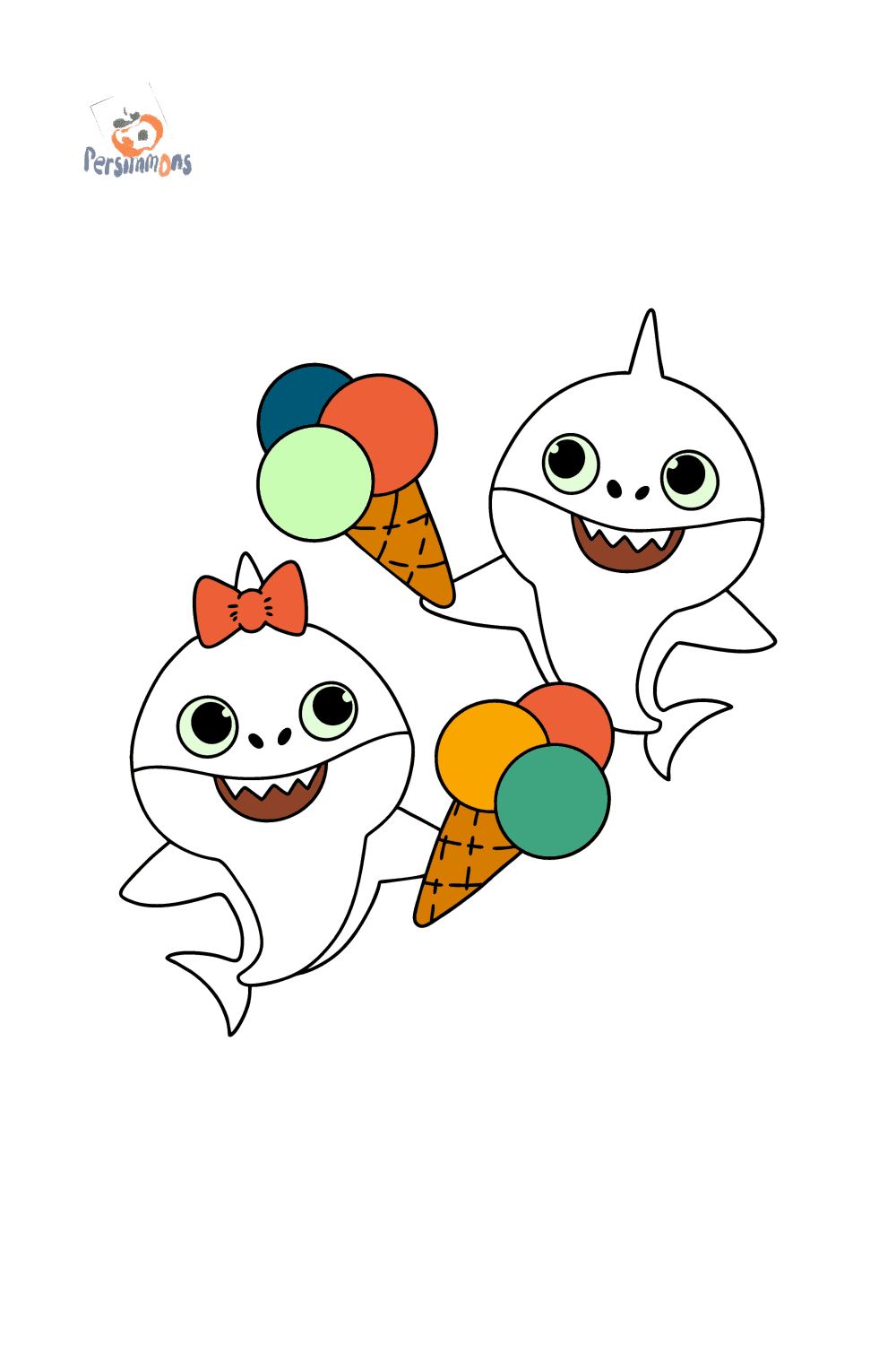 Brother and sister Baby shark coloring page ♥ Online and Print for Free!