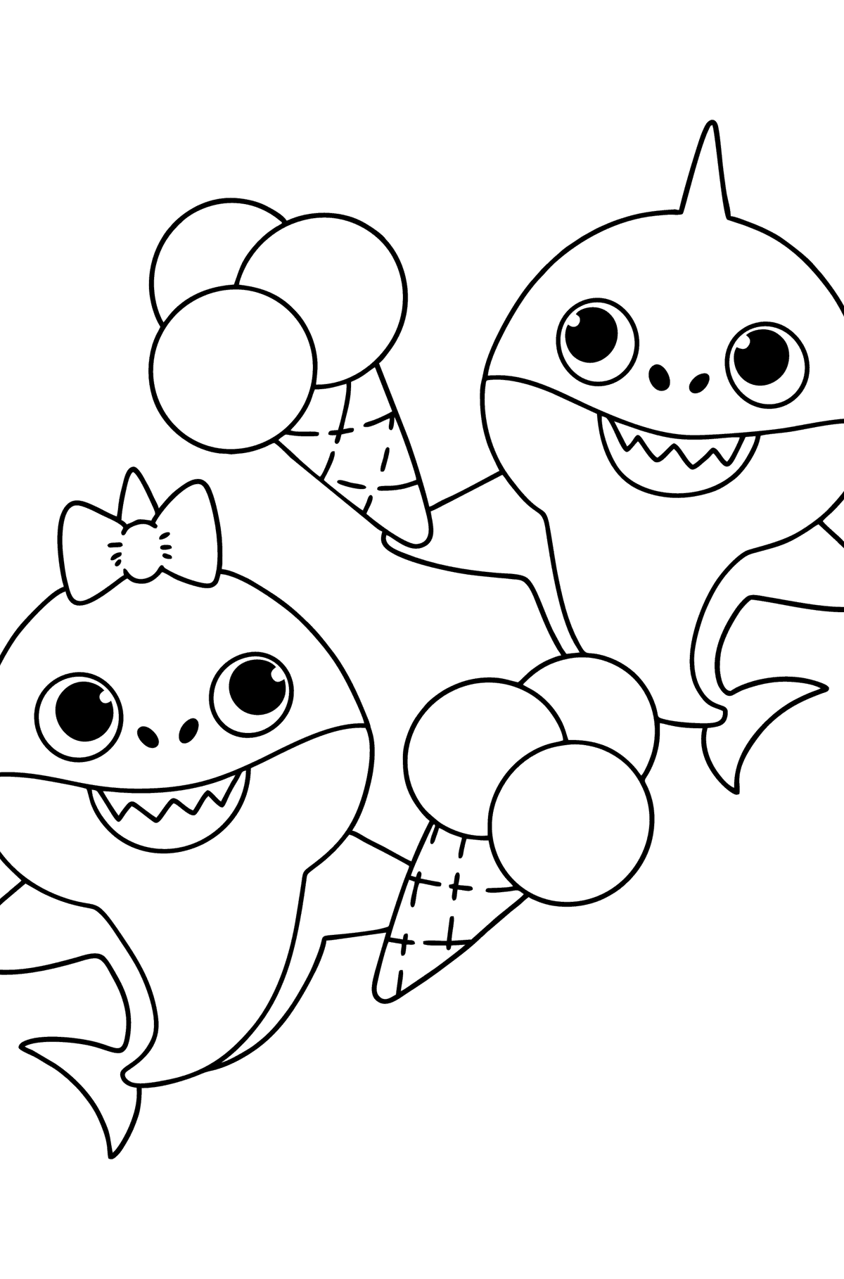 Brother and sister Baby shark coloring page - Coloring Pages for Kids