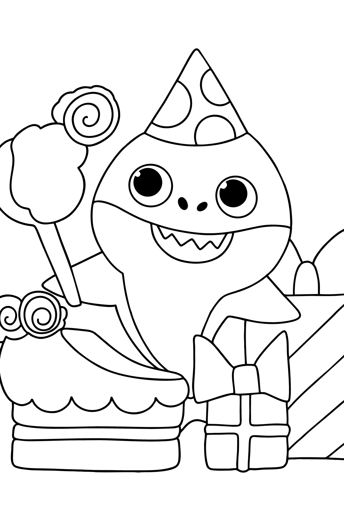 Cake for Baby shark coloring page - Coloring Pages for Kids
