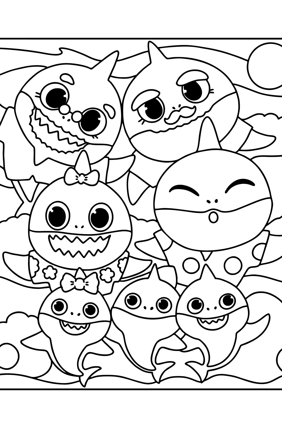 Baby shark Cute Family coloring page - Coloring Pages for Kids