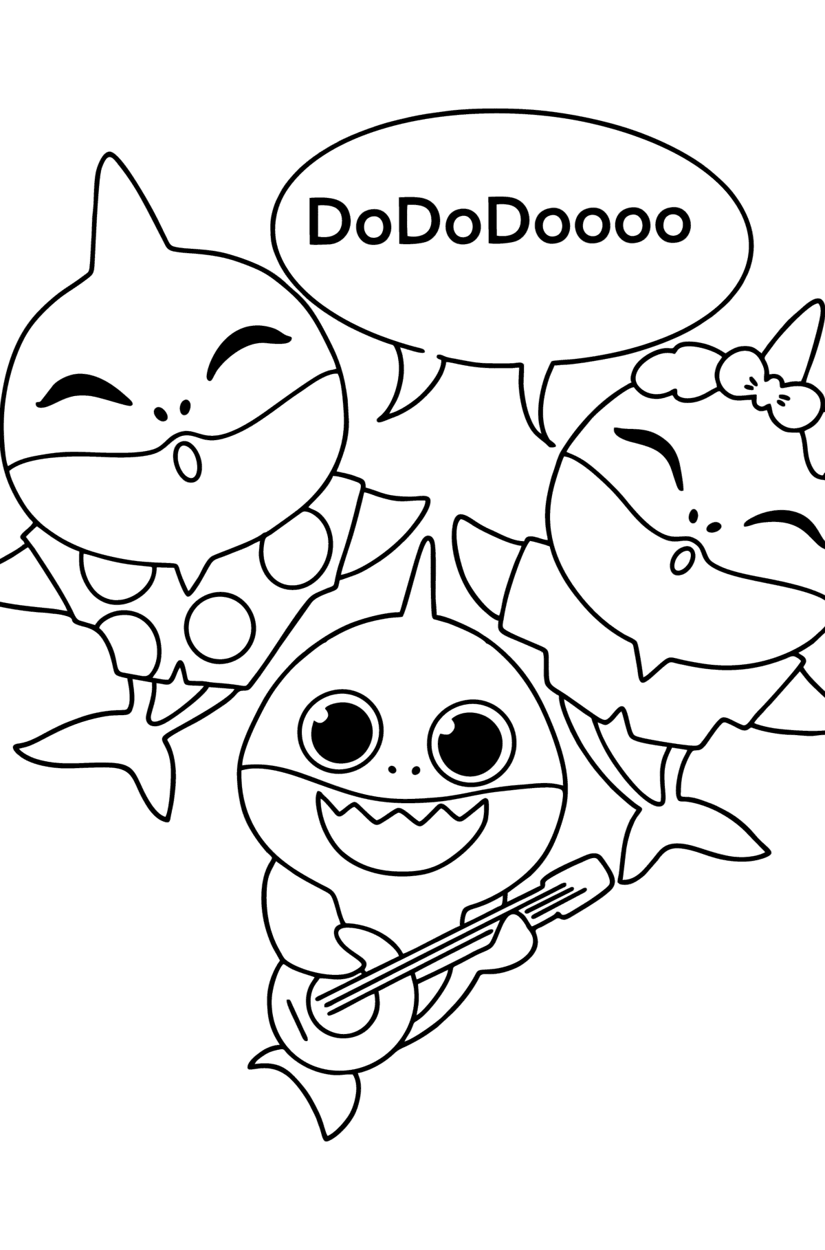 Розмальовка Doo doo doo Baby shark - Розмальовки для дітей