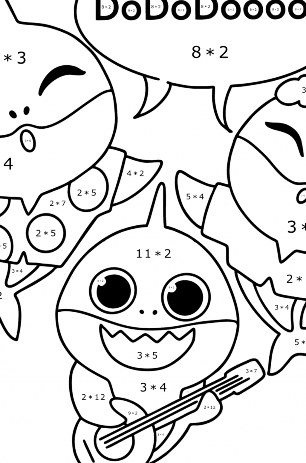 Baby shark Doo doo doo coloring page ♥ Online and Print for Free!