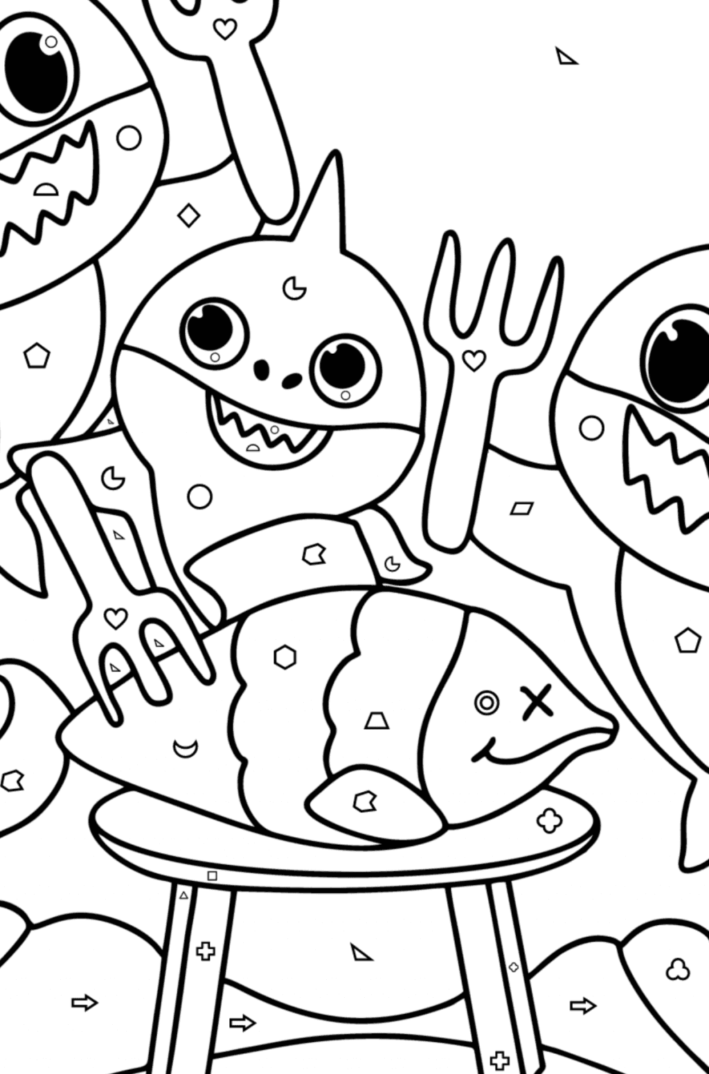 Baby shark Family coloring page ♥ Online and Print for Free!