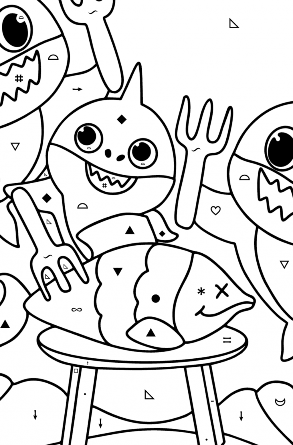 Baby shark Family coloring page ♥ Online and Print for Free!