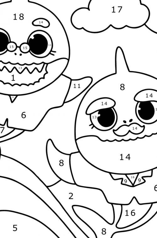 Grandma and grandpa Baby shark coloring page ♥ Online and Print for Free!
