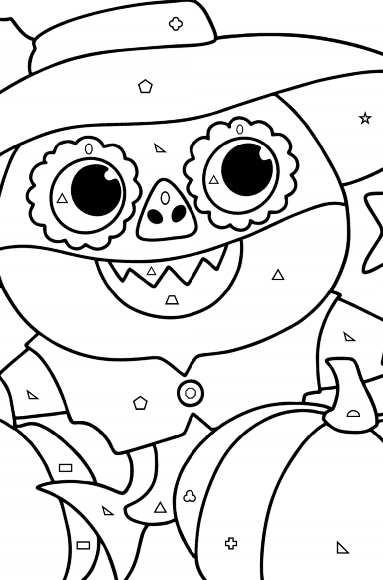 Baby shark Halloween coloring page - Halloween Babyshark Color By Shapes Coloring Pages Coloring Page Thumbnail 768x1164 