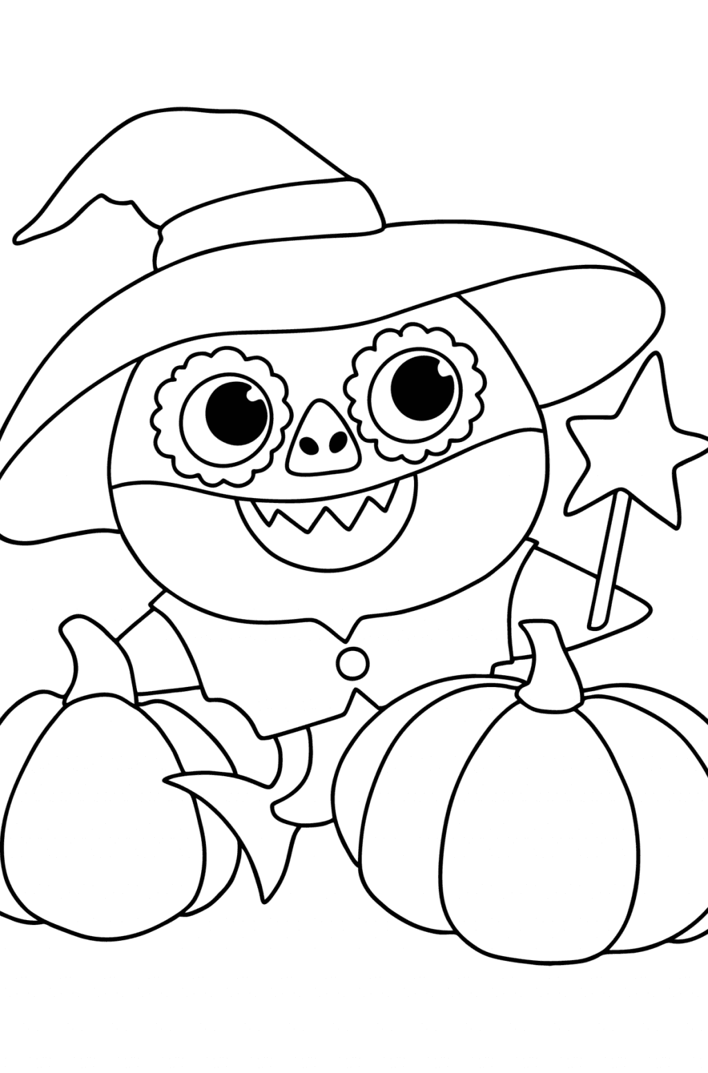 Baby shark Halloween coloring page ♥ Online and Print for Free!