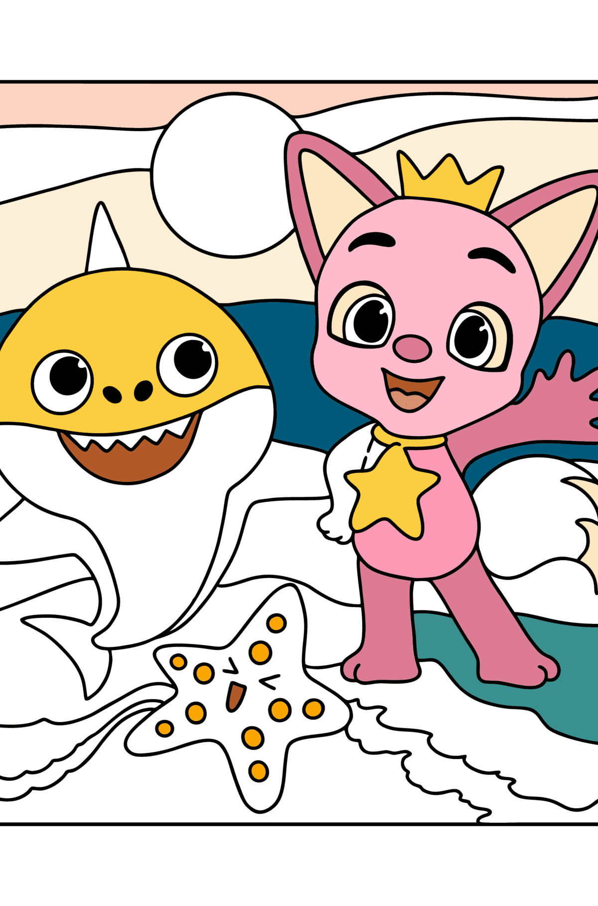 Pinkfong Baby Shark gambaran mewarnai - Mewarnai gambar untuk anak-anak
