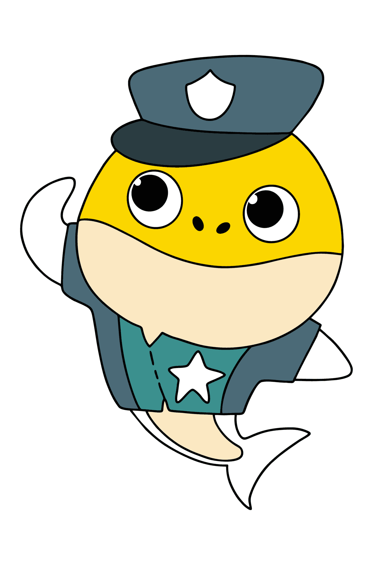 Polisi Baby Shark gambaran mewarnai - Mewarnai gambar untuk anak-anak
