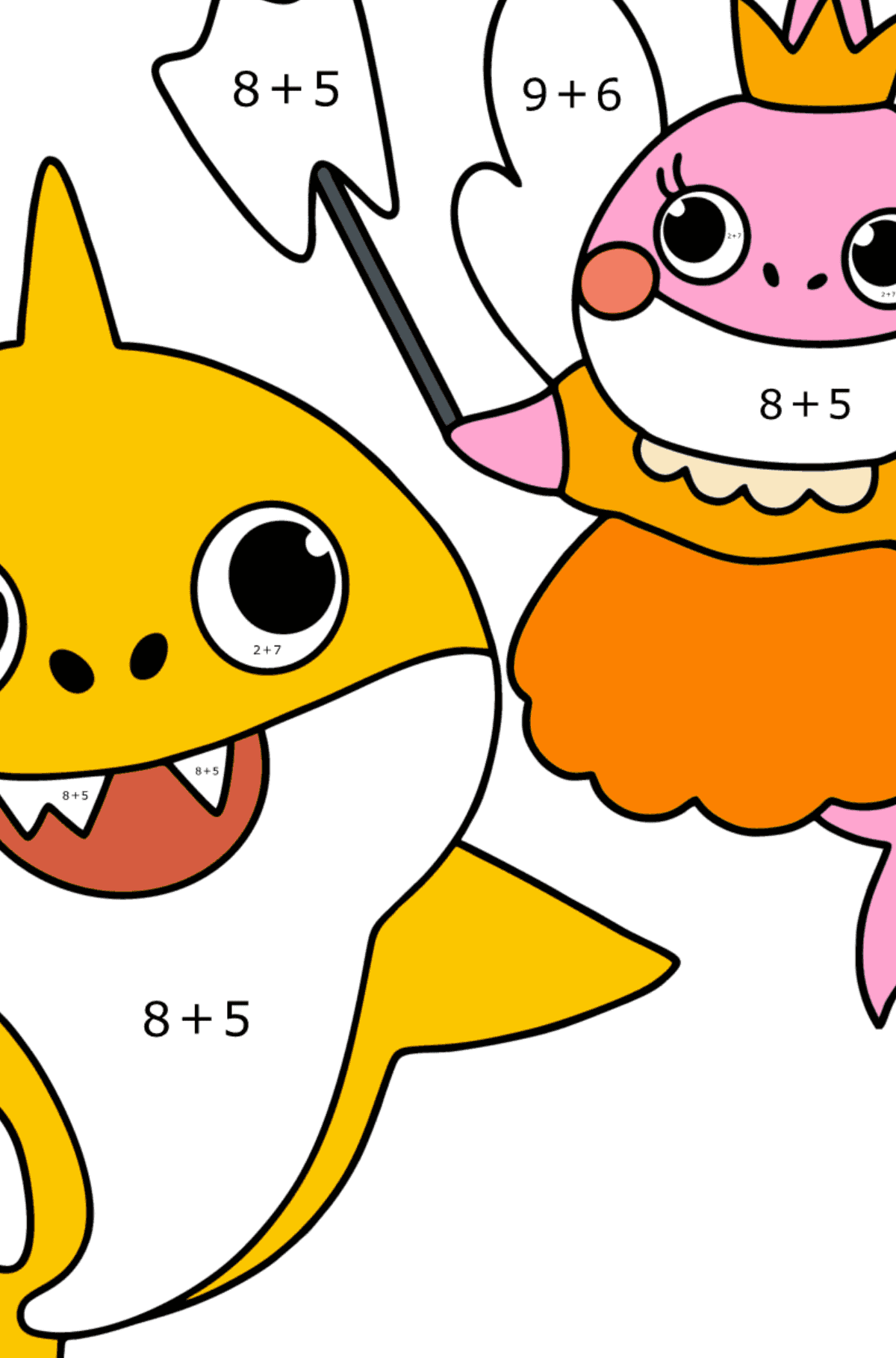 Zâna dinților și Baby Shark desen de colorat - Desen de colorat - Adunare pentru copii
