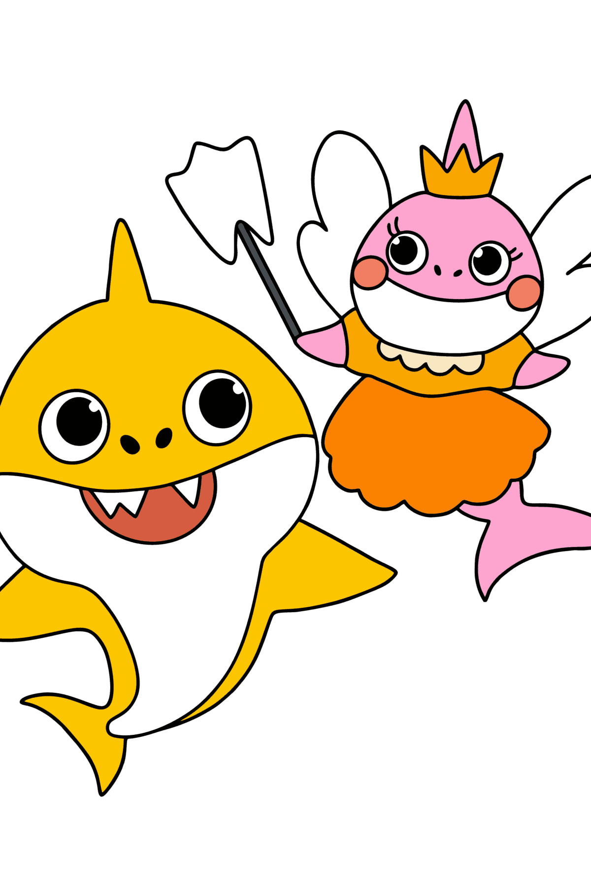 Tannfe og Baby Shark tegning til fargelegging - Tegninger til fargelegging for barn