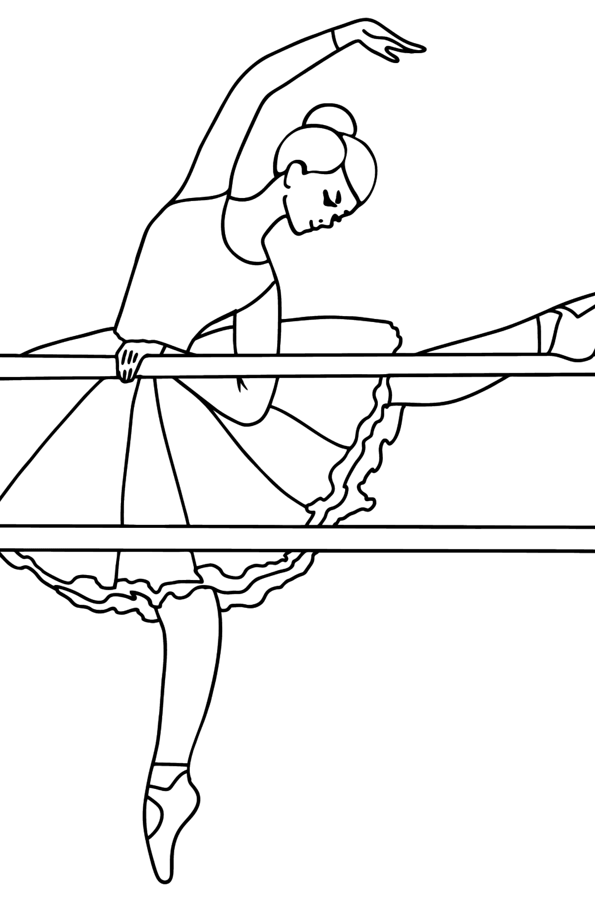 Kolorowanka - baletnica na próbie - Kolorowanki dla dzieci