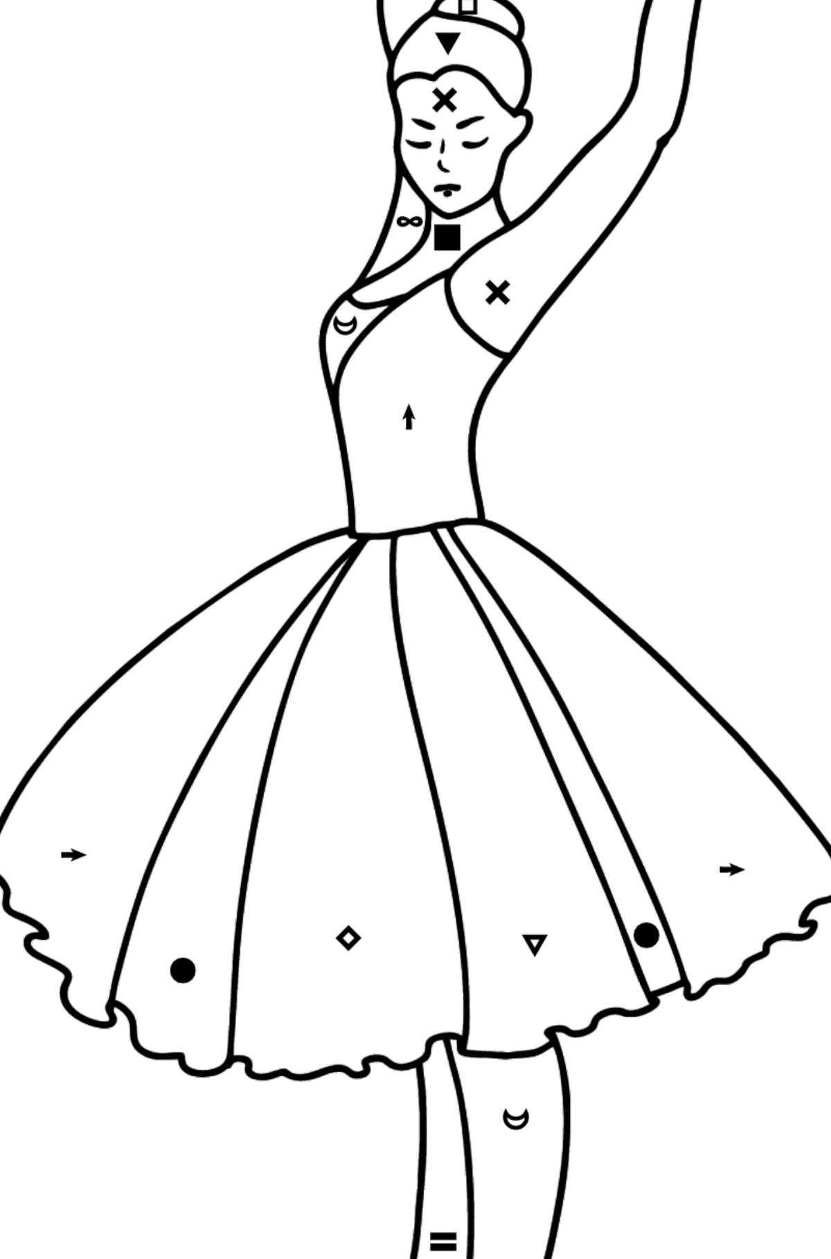 Ballerina Dancing coloring page - Coloring by Symbols for Kids