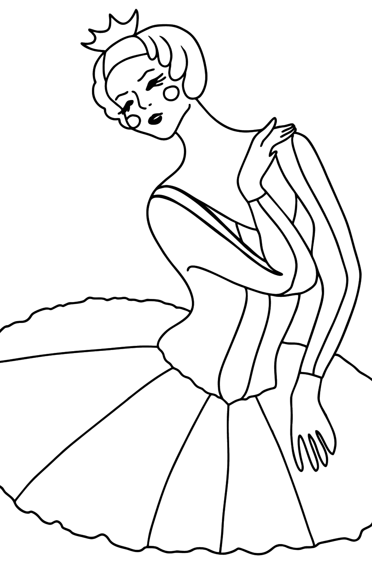 Розмальовка Балерина в спідниці пачці - Розмальовки для дітей