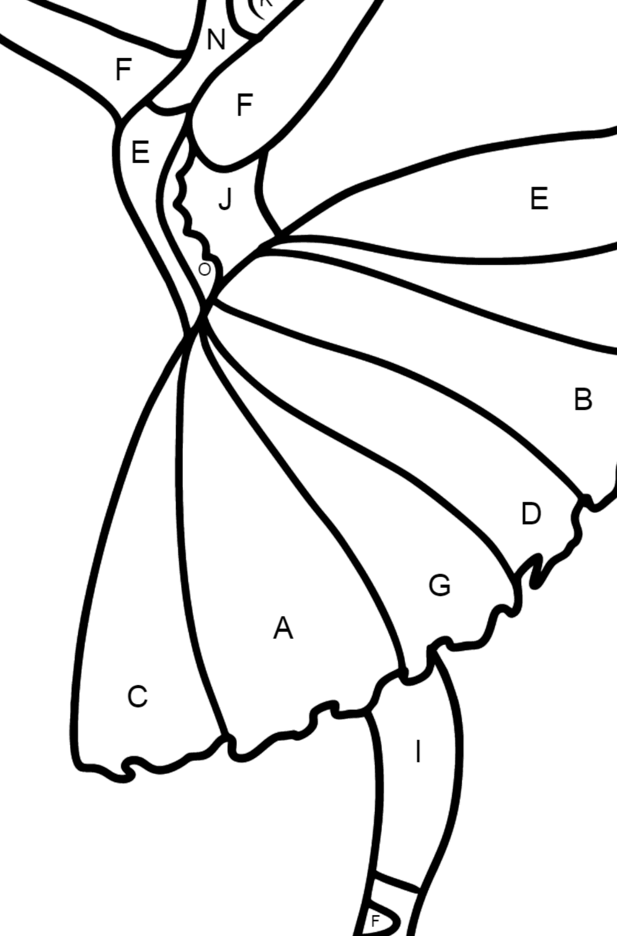Beautiful ballerina coloring page - Coloring by Letters for Kids