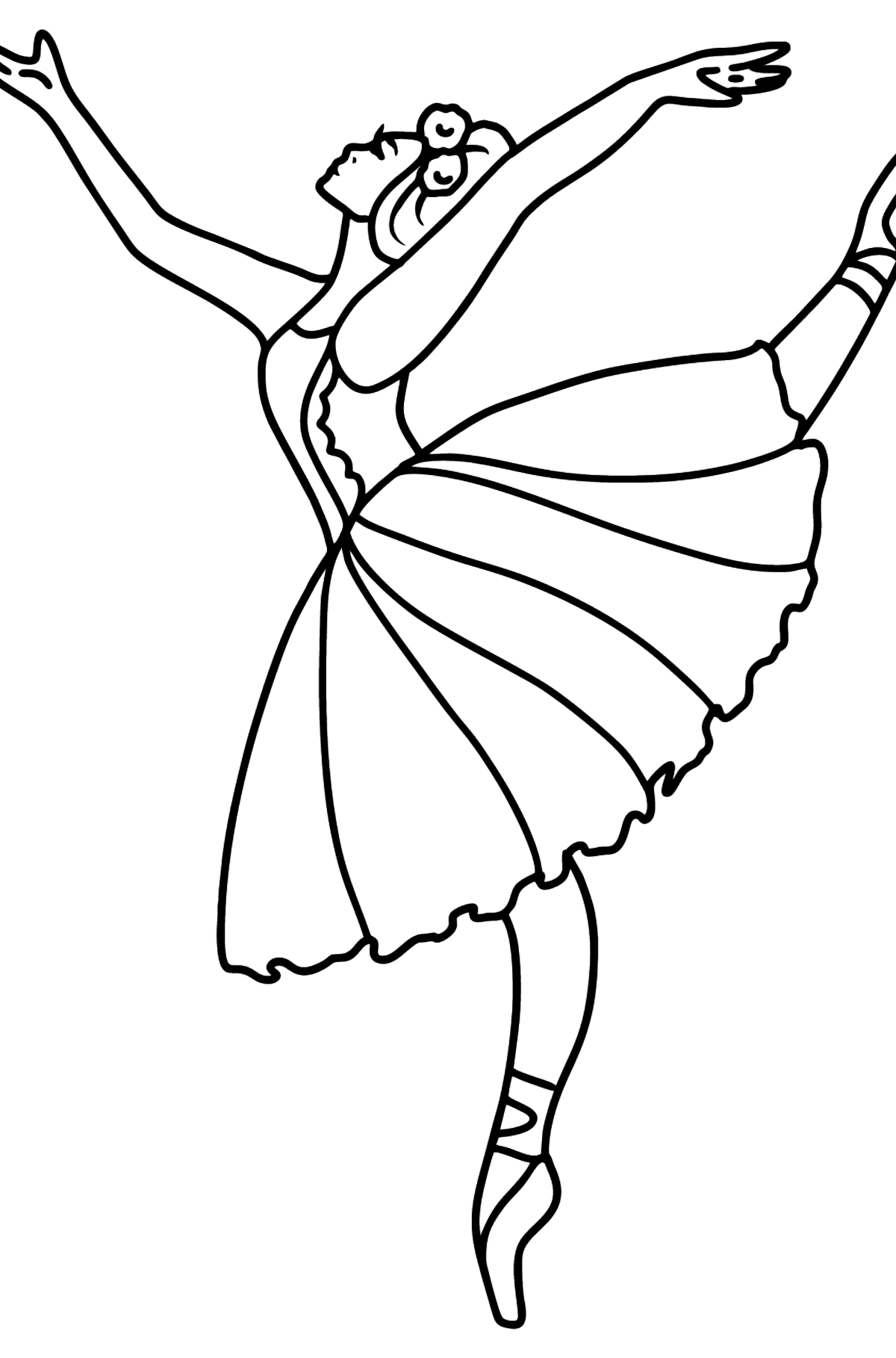 Kaunis balerina värityskuva - Värityskuvat lapsille