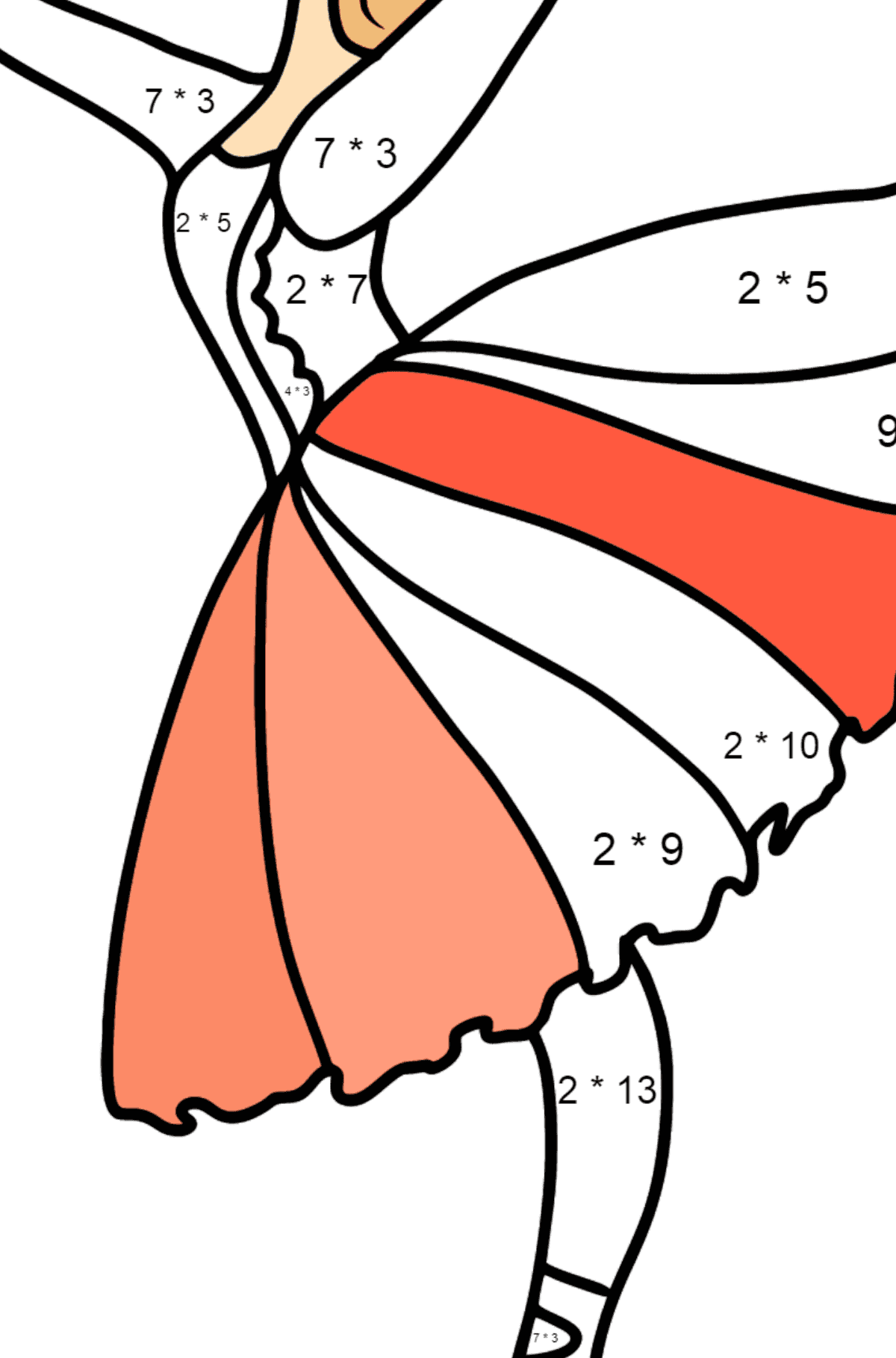 Coloriage belle ballerine - Coloriage Magique Multiplication pour les Enfants