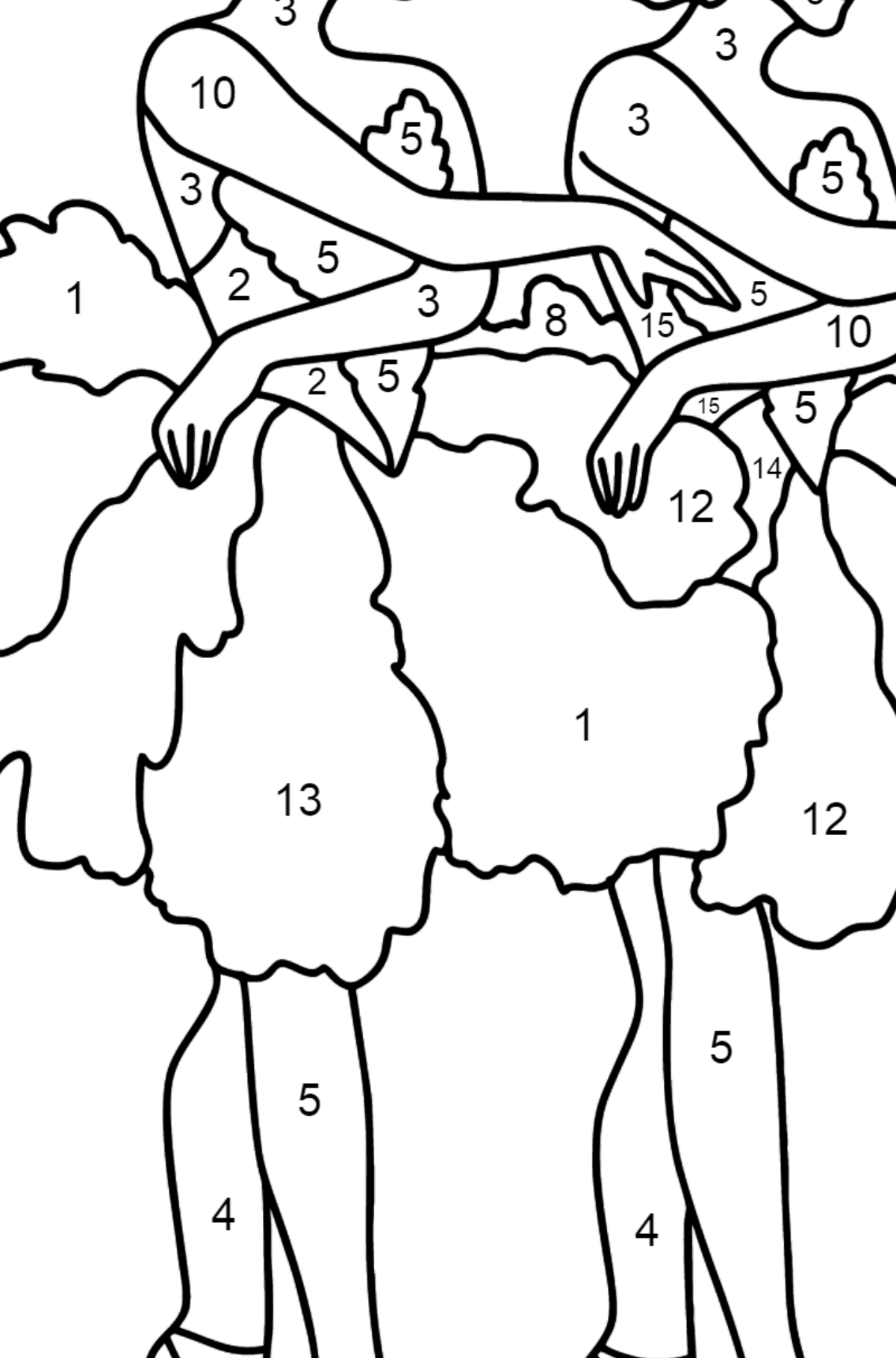 Beautiful Ballerinas coloring page - Coloring by Numbers for Kids