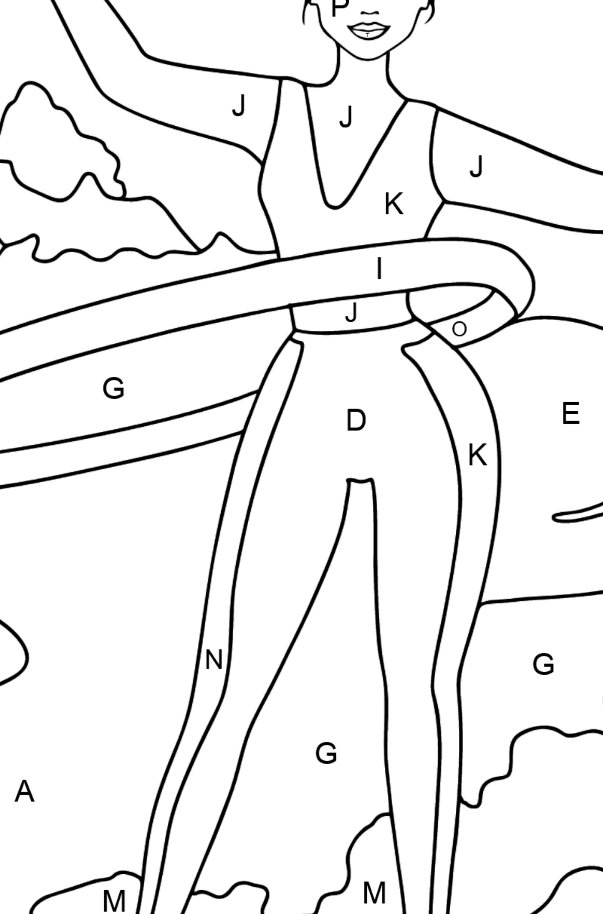 Barbie Doll and Sports coloring page - Coloring by Letters for Kids
