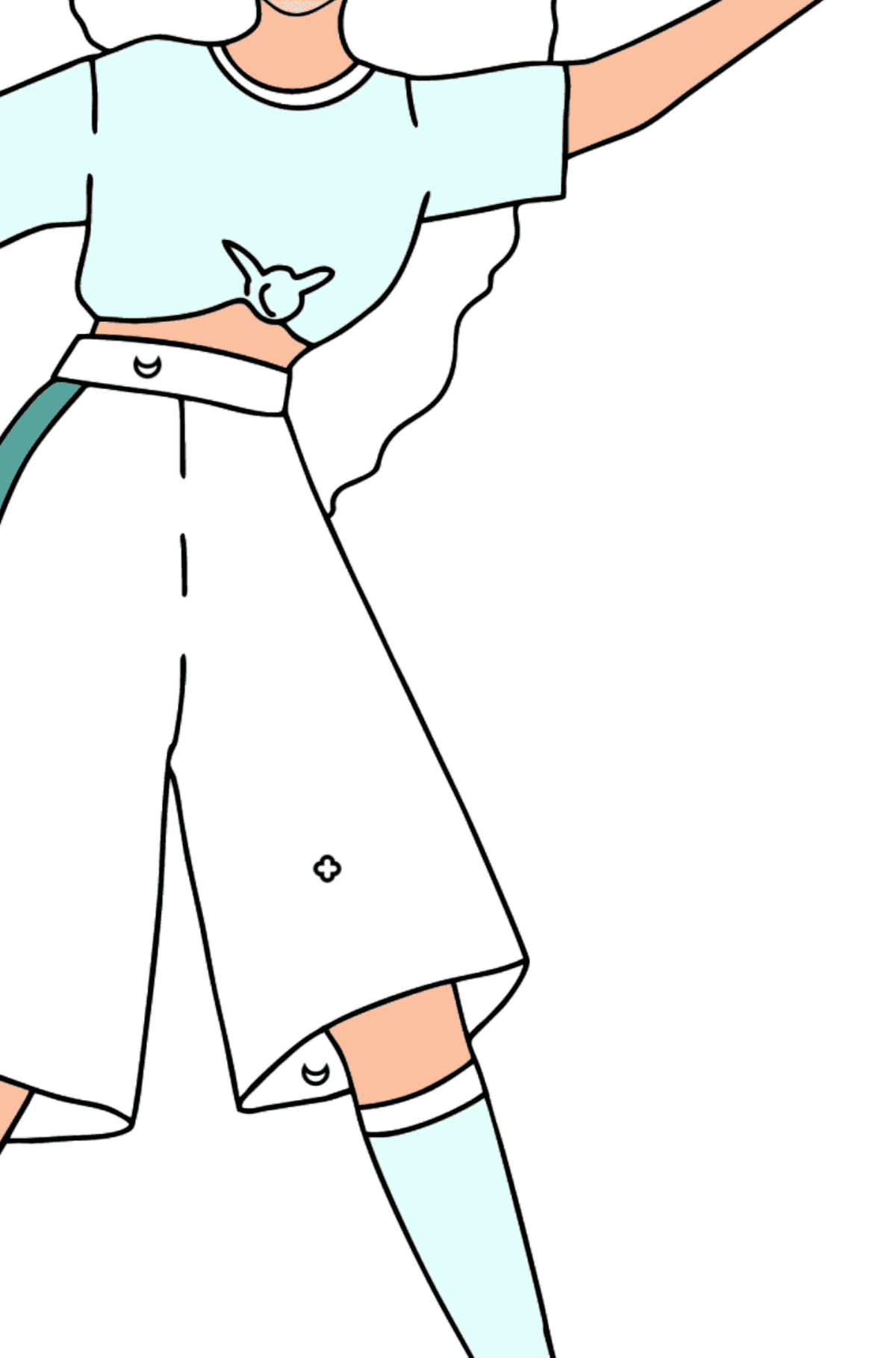 Barbie-Puppe spielen Volleyball Ausmalbild - Ausmalen nach Geometrischen Formen für Kinder