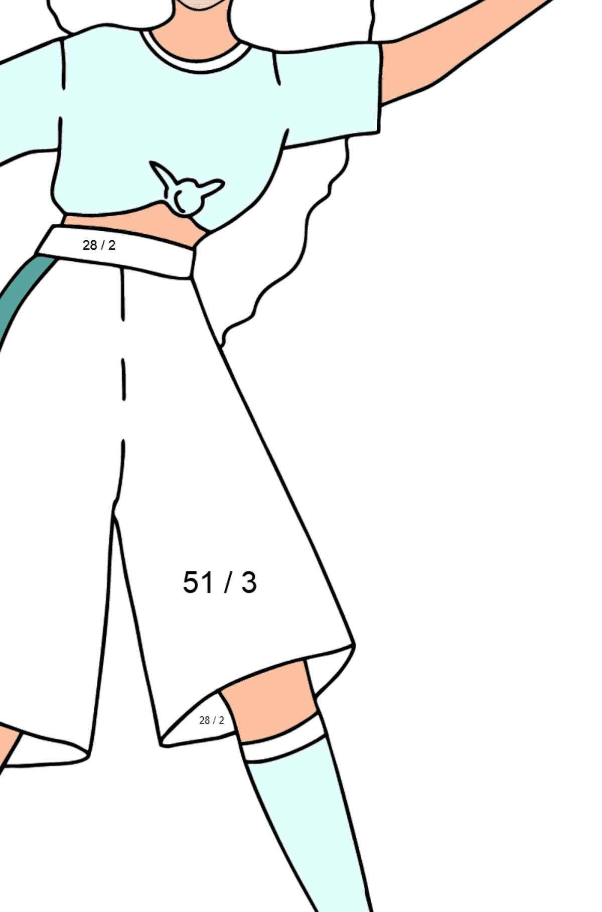 Coloriage - Poupée Barbie jouant au volleyball - Coloriage Magique Division pour les Enfants