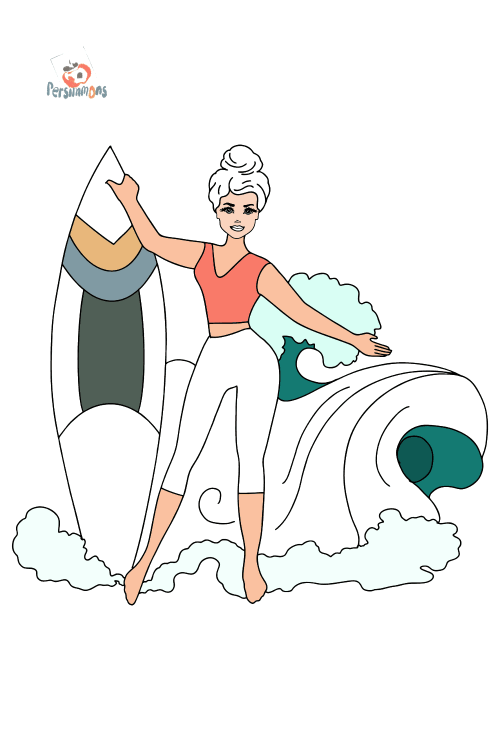 Barbie Surfer Doll coloring page ♥ Online!