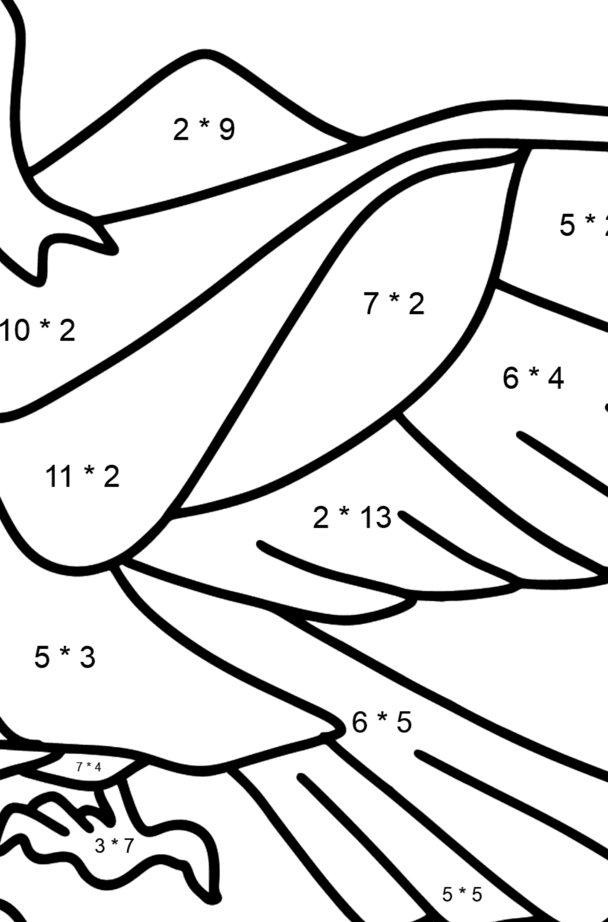Ausmalbild Schöner Adler - Mathe Ausmalbilder - Multiplikation für Kinder