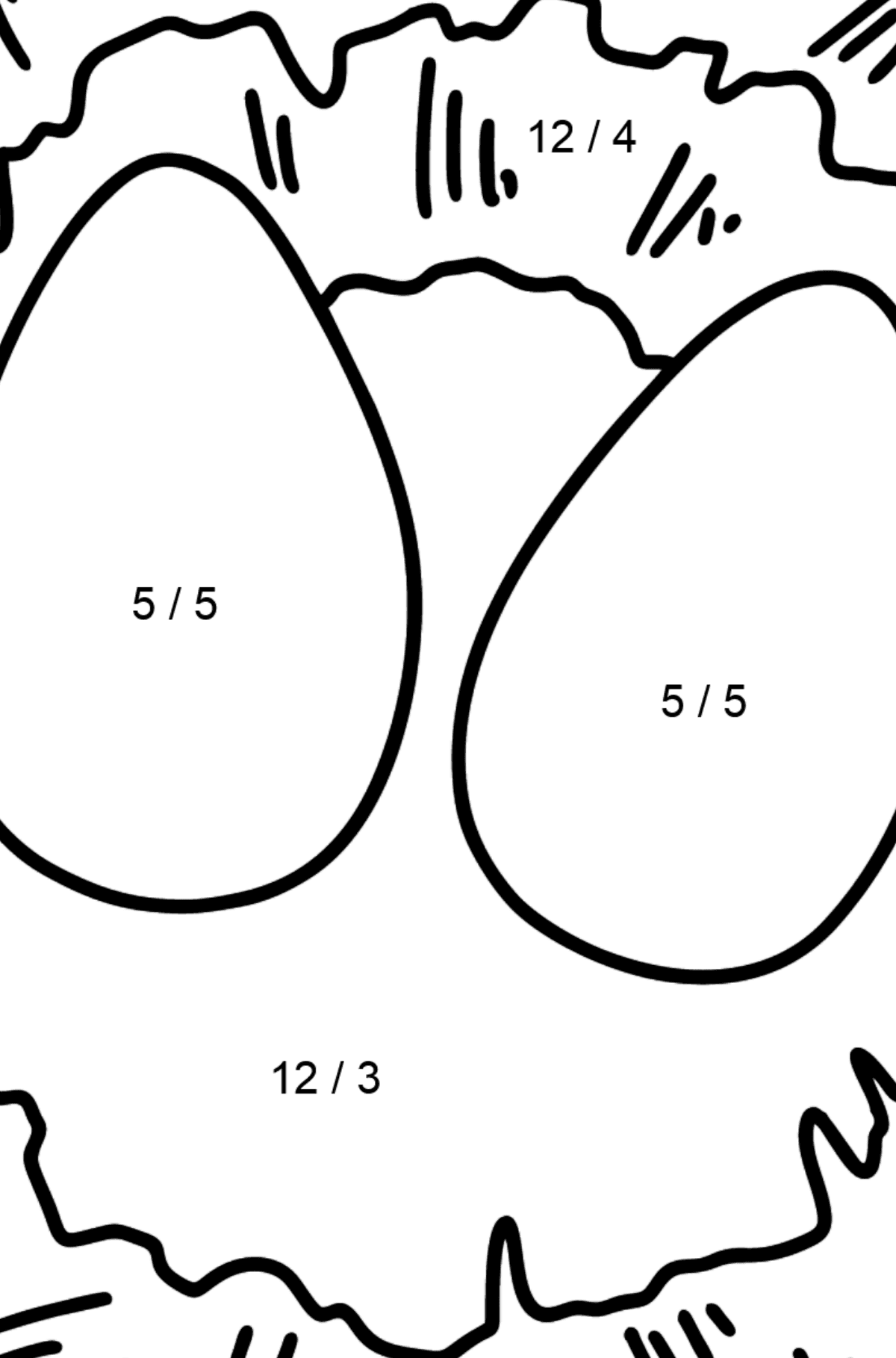 Simple coloring page with a Bird's Nest - Math Coloring - Division for Kids