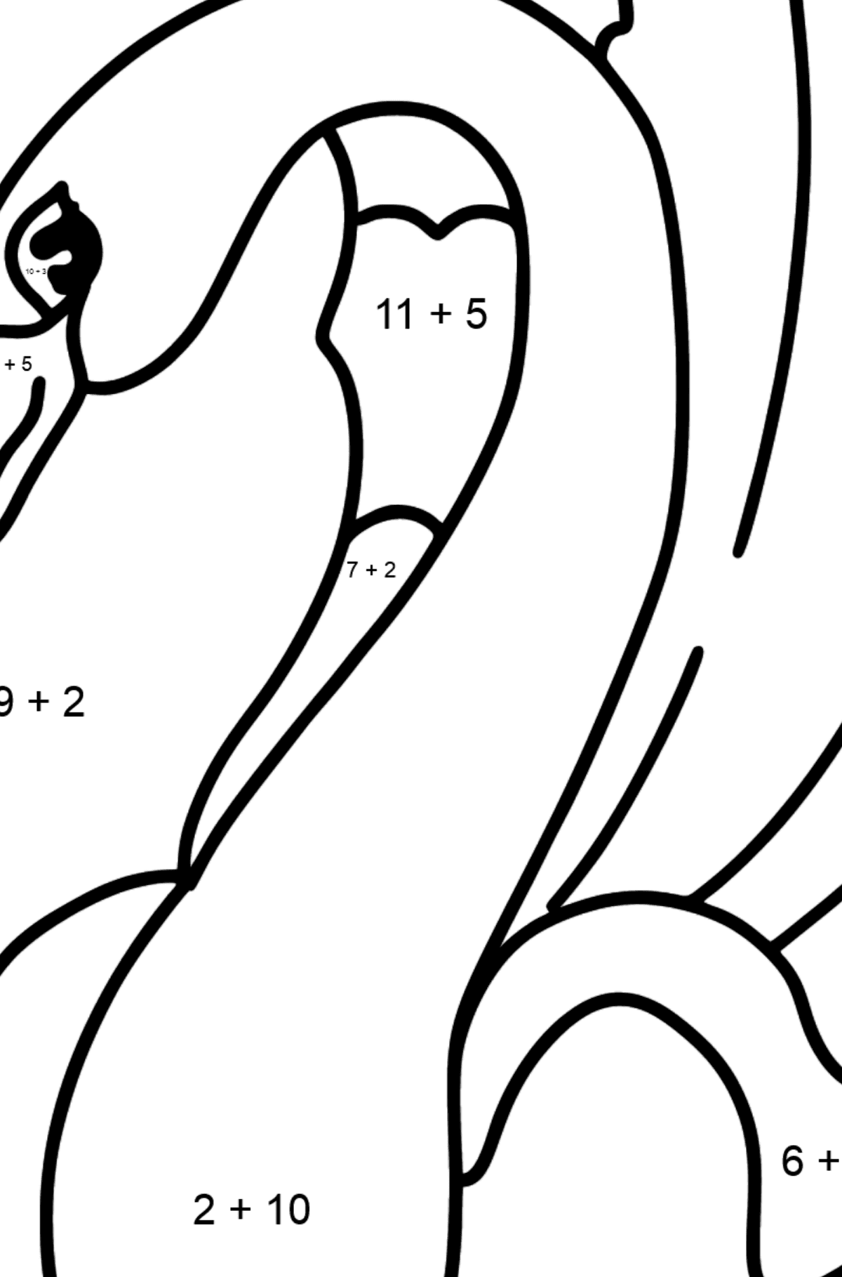 Black Swan coloring page - Math Coloring - Addition for Kids